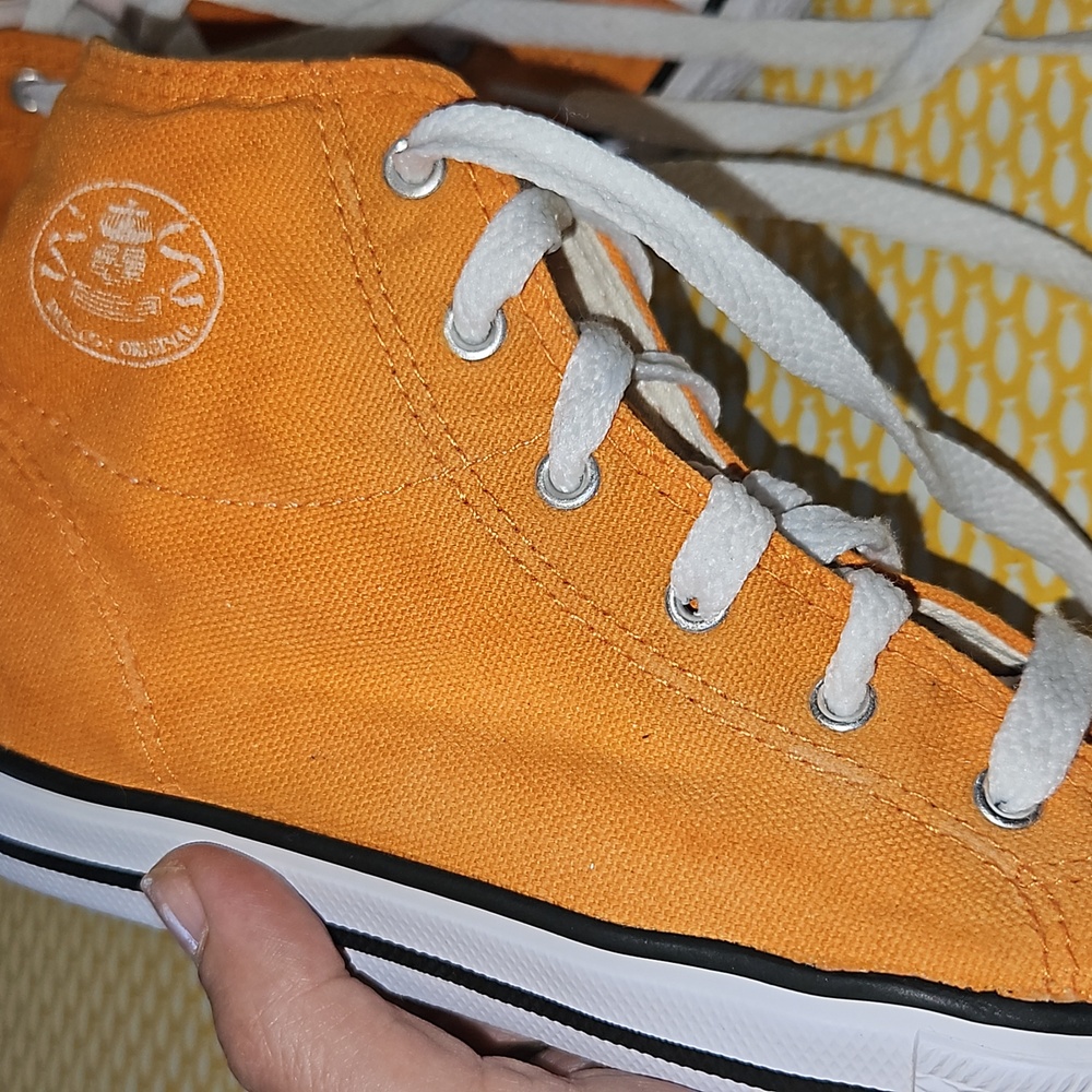VGC Dunlop orange kids size 1 canvas Converse style high top vintage trainers - Picture 10 of 14